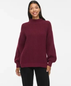 Vireia highneck l/s knit top/vol/spi GRANATE