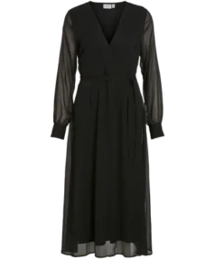 Vifalia v-neck l/s midi dress noos NEGRO